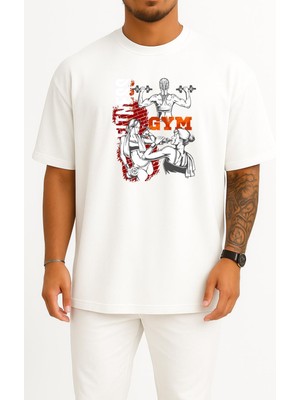 Bahriyeli Collection Oversize Gym Girll Göğüs Baskılı Unisex T-Shirt