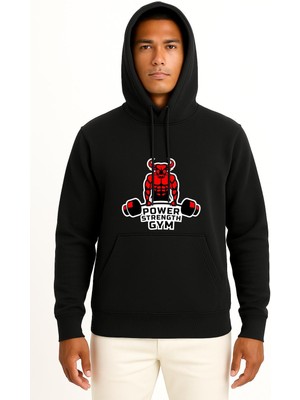 Bahriyeli Collection Kapüşonlu Power Strength Göğüs ve Sırt Baskılı Unisex Sweatshirt