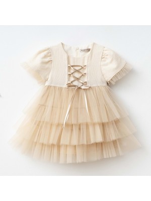 Kız Bebek Elbise  - Wondress - Ecru - 12-Ay - W2069-ECRU-12-AY