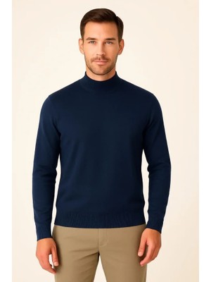 Flamex Erkek Yarım Boğaz Triko Kazak Yumuşak Dokulu Pamuklu Ince Dokuma, Uzun Kollu Rahat Regular Kalıp