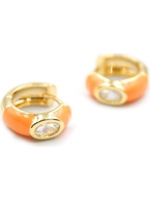 Mineli Halka Küpe - Turuncu