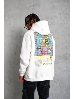 Flamex Erkek Patel Six Baskılı Kapüşonlu Sweat - Beyaz