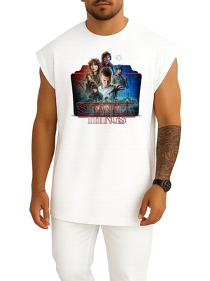Bahriyeli Collection Oversize Stranger Things Klasör Göğüs Baskılı Atlet