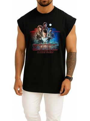 Bahriyeli Collection Oversize Stranger Things Klasör Göğüs Baskılı Atlet