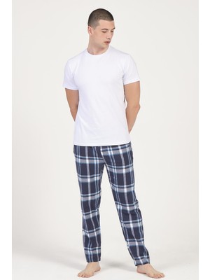 Dofi Erkek 1724 Ekoseli Flanel Spor Pijama Altı Rahat Kesim
