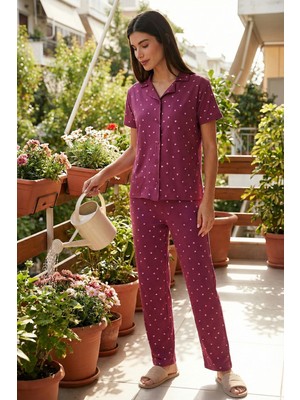 Lela Desenli Regular Fit Gömlek Yaka Pijama Takımı Bayan Pijama Takımı 65750101