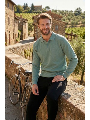 Buratti Pamuk Karışımlı Regular Fit Polo Yaka Kazak Erkek Polo Yaka Kazak 456223