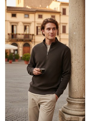 Buratti Pamuklu Regular Fit Yarım Fermuarlı Dik Yaka Sweat Erkek Sweat 5905716