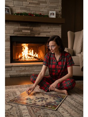 Lela Desenli Kısa Kollu Beli Lastikli Gömlek Yaka Dokuma Regular Fit Pijama Takımı Bayan Pijama Takımı 6571010