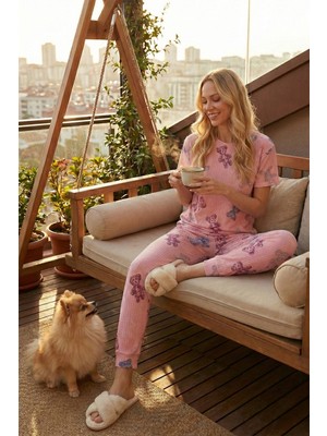 Lela Regular Fit Kısa Kollu Pijama Takımı Bayan Pijama Takımı 65740104