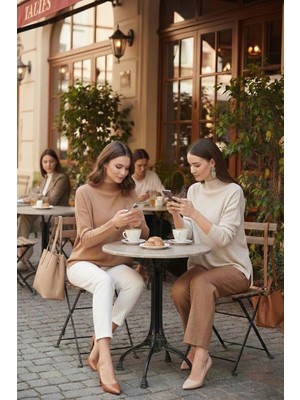 Lela Pamuklu Arkası Uzun Dik Yaka 2'li Paket Triko Kazak Bayan Kazak 4615002S2