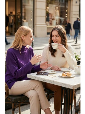 Lela Pamuklu Arkası Uzun Dik Yaka 2'li Paket Triko Kazak Bayan Kazak 4615002S2