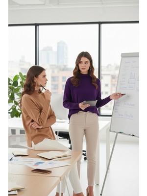 Lela Pamuklu Arkası Uzun Dik Yaka 2'li Paket Triko Kazak Bayan Kazak 4615002S2