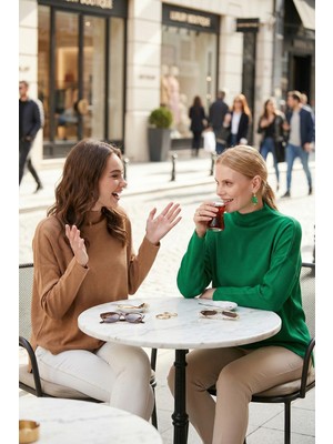 Lela Pamuklu Arkası Uzun Dik Yaka 2'li Paket Triko Kazak Bayan Kazak 4615002S2