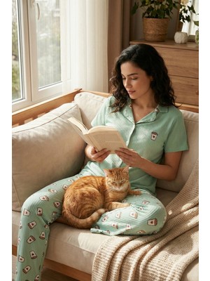 Lela Regular Fit Gömlek Yaka Kısa Kollu Pijama Takımı Bayan Pijama Takımı 65740102