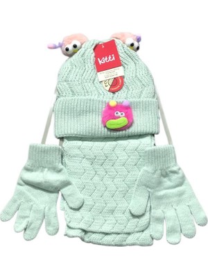 Kitti 4-8 Yaş Kız Çocuk Atkı Bere Eldiven Içi Polarlı 3'lü Takım 24170-04