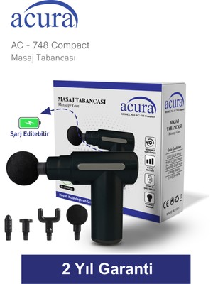 Acura AC-748 Compact 6 Kademeli 4 Başlıklı Masaj Tabancası