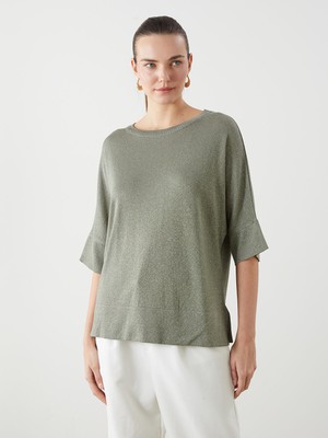 Lc Waikiki Yeni Sezon Bisiklet Yaka Parlak Görünümlü Kadın Triko Kazak