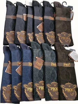 Pro Boutique Serisi; Sakız Ince Yün (Bambu-Yün) Erkek Çorap; Dikişsiz; Asorti 12'li Paket (41-44)