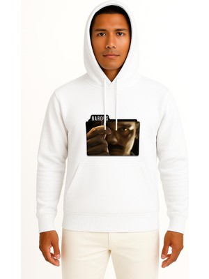 Bahriyeli Collection Kapüşonlu Narcos 1 Göğüs Baskılı Unisex Sweatshirt