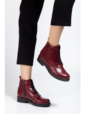 Arda Bayan Bot 165-225 Bordo Yanki Bağcıklı Fermuarlı Günlük Kadın Bot