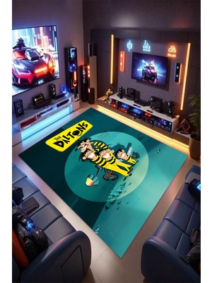 Reyhani Daltonlar-2 Kaymaz Taban Makinede Yıkanabilir Gaming Oyuncu Gamer Genç Odası Halısı