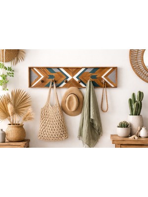 Woodalbuba Ahşap Askılık Tasarım Antre Portmanto Duvar Elbise Askılık