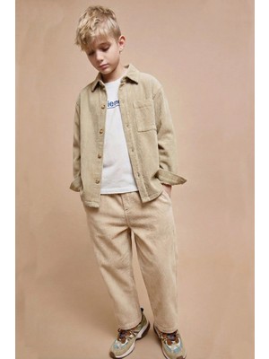 Cigit Fitilli Kadife Pantolon 1-8 Yaş Bej