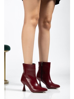 Arda Bayan Bot 4701 Bordo Kırışık Kare Topuk Günlük Kadın Bot