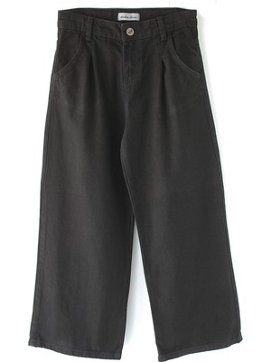 DobaKids Kız Çocuk Bol Paça Baggy Palazzo Pantolon Siyah Renk Wide Leg Kot Kız Pantolon