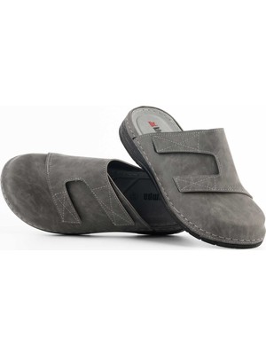 Dr. Klompa Erkek Sabo - Gri Nubuk Terlik- Konfor Destekli Yapı Yumuşak Taban Günlük Kullanıma Uygun