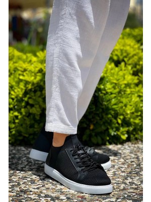 Flamex KB-112   Kuback Siyah Triko Bağcıklı  Günlük Erkek  Ayakkabı