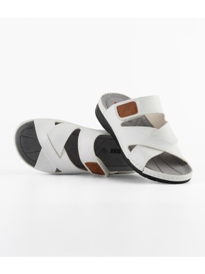 Dr. Klompa Erkek Terlik - Beyaz - Konfor Destekli Yapı Şık Tasarım Yumuşak Taban Günlük Kullanıma Uygun