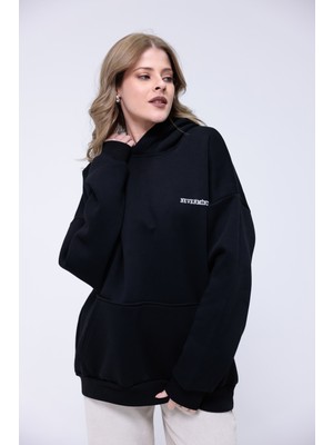 Oversize Kapüşonlu Sweatshirt Hoodie %100 Pamuk Yumuşak Dokulu Nakış Işlemeli Unisex Sweat 3 Iplikşardonlu