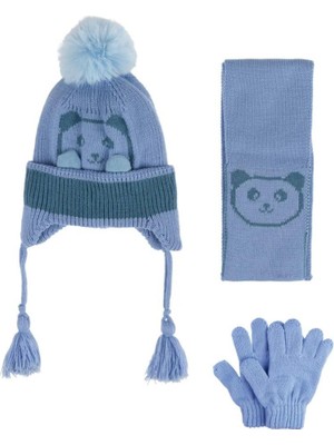 Kitti 1-4 Yaş Erkek Çocuk Atkı Bere Eldiven Içi Polarlı 3'lü Takım 24160-07
