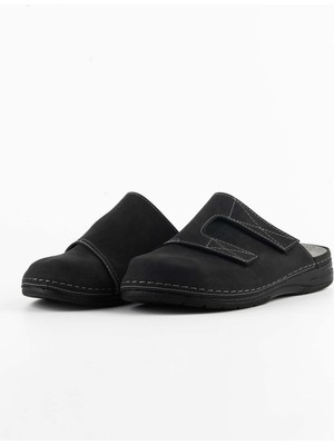 Dr. Klompa Erkek Sabo - Siyah Nubuk - Konfor Destekli Yapı Şık Tasarım Yumuşak Taban Günlük Kullanıma Uygun