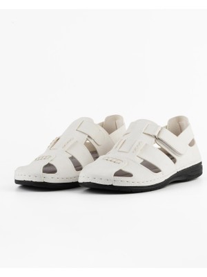 Dr. Klompa Erkek Sandalet - Beyaz  Nubuk - Konfor Destekli Yapı Şık Tasarım Yumuşak Taban