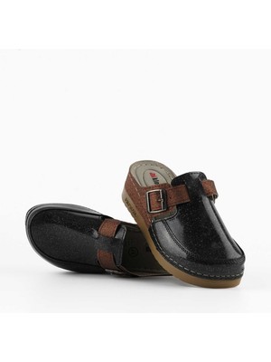 Dr. Klompa Kadın Sabo - Siyah Bronze - Konfor Destekli Yapı Şık Tasarım Yumuşak Taban Günlük Kullanıma Uygun