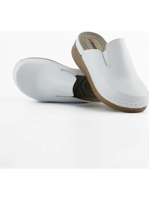 Dr. Klompa Kadın Sabo - Beyaz - Konfor Destekli Yapı Şık Tasarım Yumuşak Taban Günlük Kullanıma Uygun