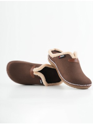 Dr. Klompa Kadın Peluş Astarlı Sabo Terlik Kışlık Ev Terliği Kaymaz Taban Günlük Rahat Sıcak Tutan Acı Kahve