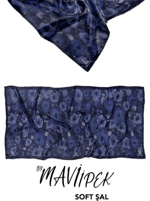 Şehri Şal Mavi Ipek Soft Pamuk Şal Desen 1 D3