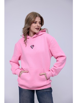 Oversize Kapüşonlu Sweatshirt Hoodie %100 Pamuk Yumuşak Dokulu Nakış Işlemeli Unisex Sweat 3 Iplikşardonlu