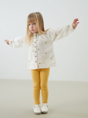 Lc Waikiki Yeni Sezon Bisiklet Yaka Çiçekli Kız Bebek Gömlek ve Tayt 2'li