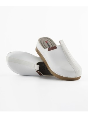 Dr. Klompa Kadın Sabo - Beyaz - Konfor Destekli Yapı Şık Tasarım Yumuşak Taban Günlük Kullanıma Uygun