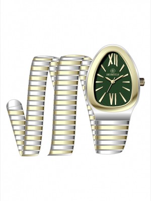 Homies Kadın Kol Saati Yılan Model Çelik Kordon Gold Gümüş Renk Bileklik Hediye