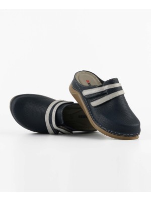 Dr. Klompa Kadın Sabo Terlik - Lacivert / Gunt Rugan - Konfor Destekli Yapı Yumuşak Taban