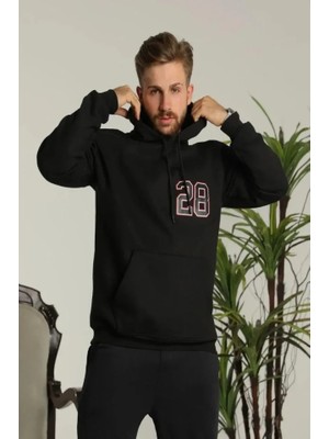Flamex Erkek Oversize Üç Iplik Kapüşonlu Sweatshirt –sırt ve Ön Baskılı, Kanguru Cepli, Rahat Ka