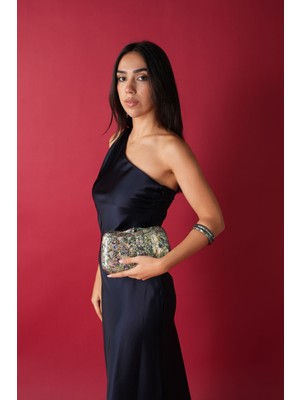 Cracky LY0117B Sedef El Yapımı Mavi Çanta