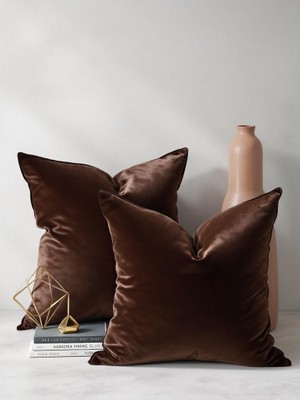 Farcy 2'li Kare Şeklinde Yumuşak Dokulu Kadife Kumaş Kırlent Kılıfı (2 Adet)