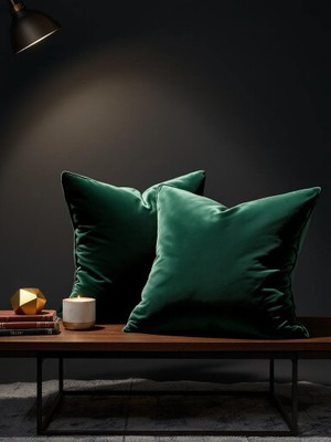 Farcy 2'li Kare Şeklinde Yumuşak Dokulu Kadife Kumaş Kırlent Kılıfı (2 Adet)